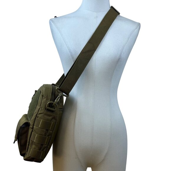 D5 Column Unisex Olive Green Nylon Tactical Adjustable Strap Crossbody Bag - Picture 12 of 12